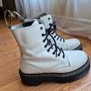Dr. Martens Jadon Boot Smooth Leather Platforms White W8/M7 Scuffs
